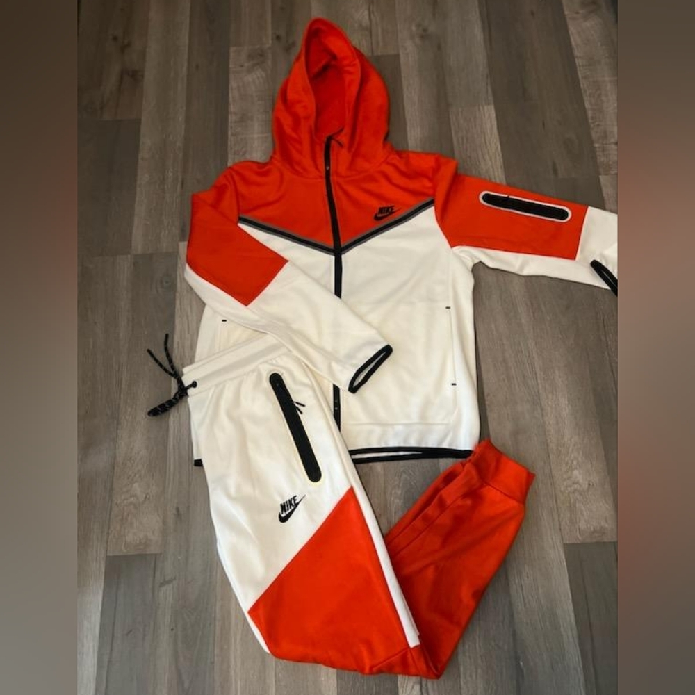Nike sweatsuit. White and orange
